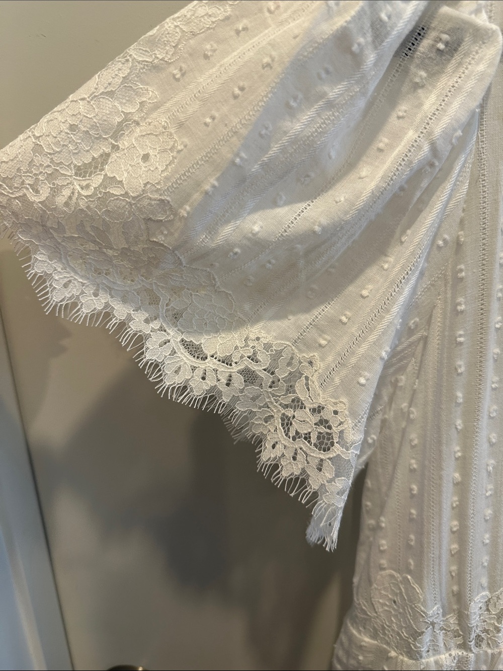 NWT Doen Gabriella Dress sz L- Ivory Eyelet Maxi Dress with Ruffle Collar - Picture 7 of 11